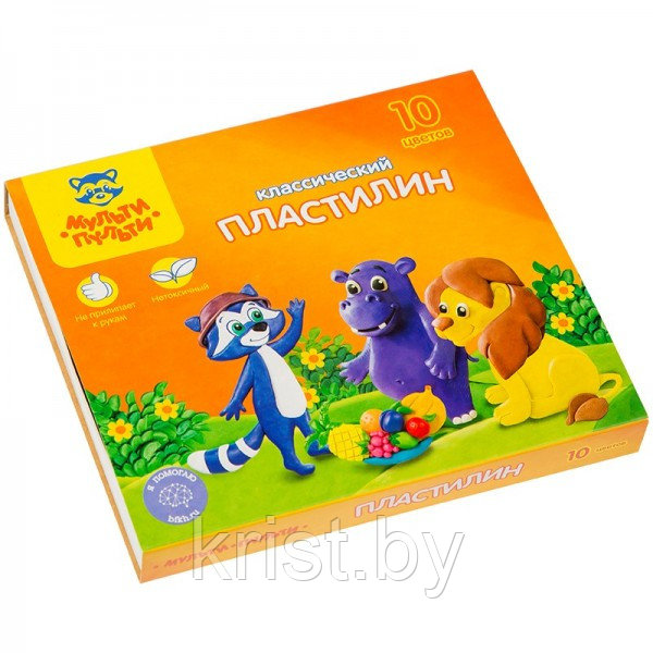 Пластилин Мульти-Пульти "Приключения Енота", со стеком, 10цв