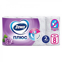 Бумага туалетная двухслойная Zewa Плюс, сирень, 8рул, 23м