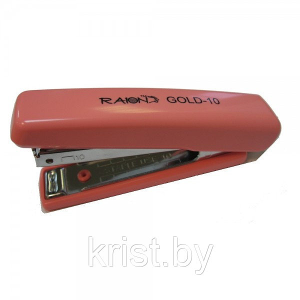 Степлер "RAION" GOLD-10, скоба №10, 20л, розовый