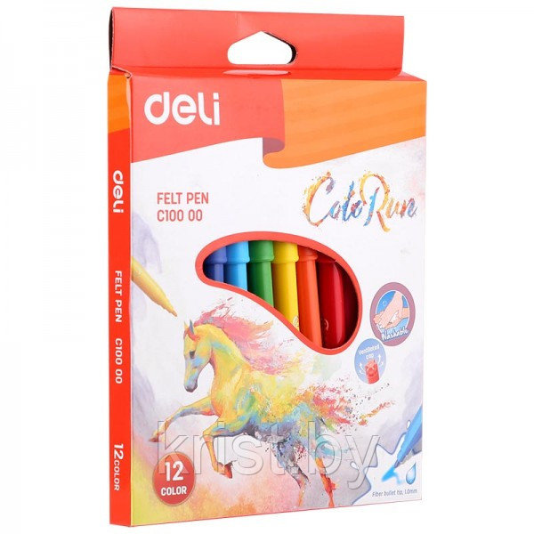 Фломастеры Deli "Color Run", смываемые, 12цв