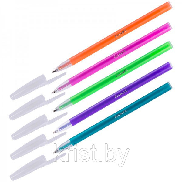 Ручка шариковая Luxor "Stick Neon", линия 0,8мм, синяя