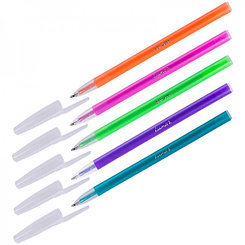 Ручка шариковая Luxor "Stick Neon", линия 0,8мм, синяя