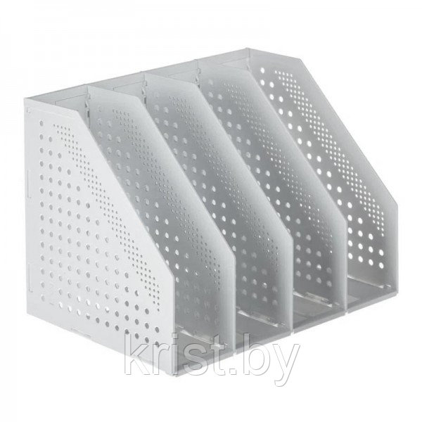 Лоток вертикальный Deli, складной, 4отд, 330*255*243мм, светло-серый