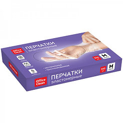 Перчатки эластомерные OfficeClean, М, 200шт/уп, белые