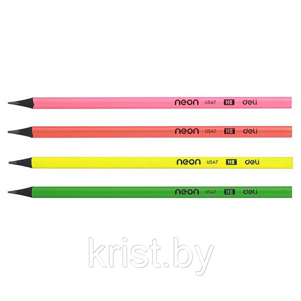 Карандаш чернографитный Deli Neon, 190мм, HB, пластик, заточен