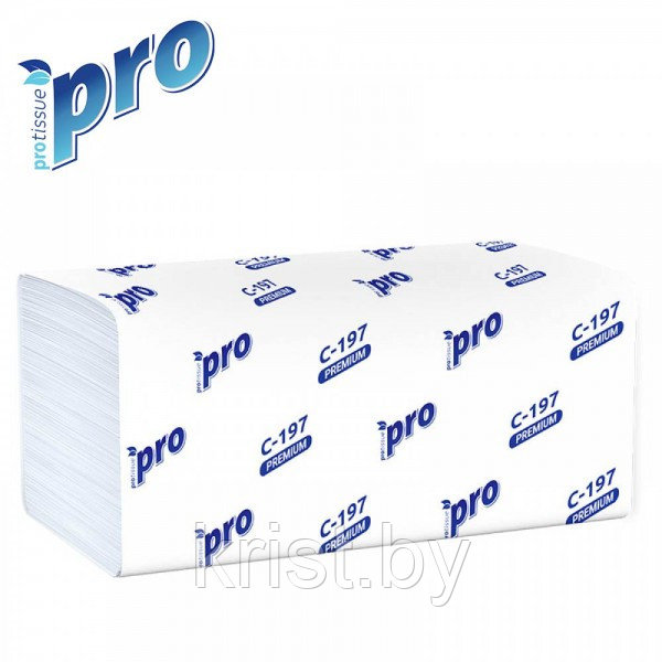 Полотенца бумажные PROtissue Premium, 2 слоя, 21*22см, 32г/м2, 200л