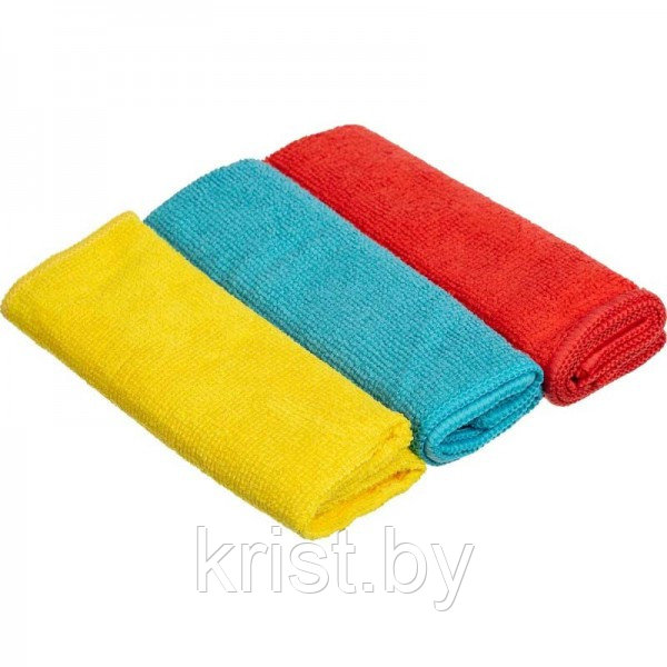 Салфетки хозяйственные, микрофибра, 3шт, ассорти