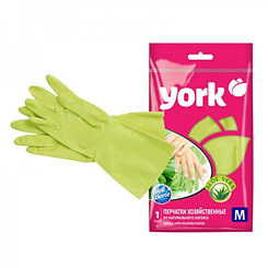 Перчатки латексные York Алоэ, M, х/б напыление