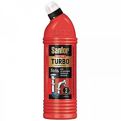 Средство для прочистки труб Sanfor Turbo, гель, хлор, щелочное, 750мл