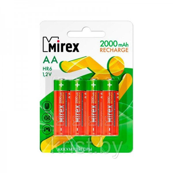 Аккумулятор Mirex AA Ni-MH, 1,2V, 2000mAh, 4шт/уп