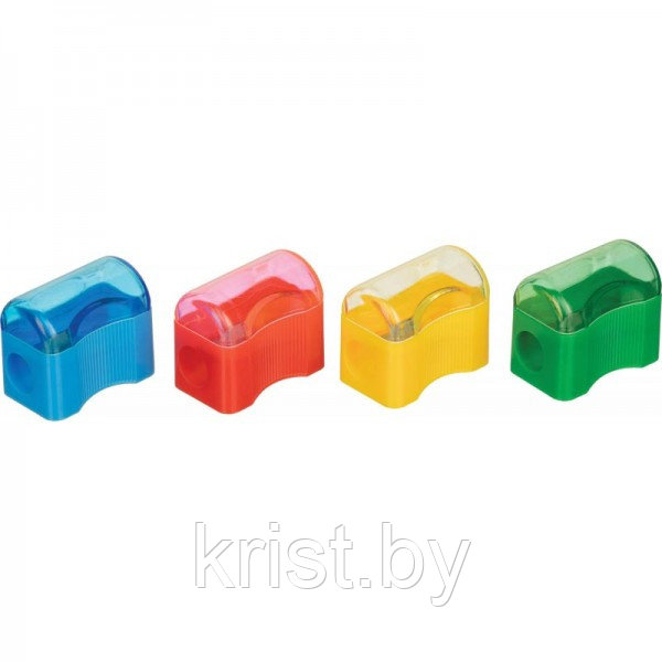 Точилка пластиковая Attache бюджет, 1отв, контейнер, ассорти