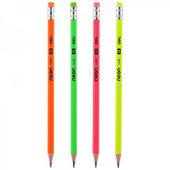 Карандаш чернографитный Deli Neon, 188мм, 2B, дерево, заточен