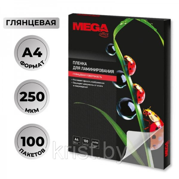 Пленка для ламинирования ProMega office, А4, 250мкм, глянец, 100л