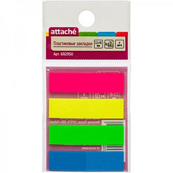 Флажки-закладки пластиковые Attache, 12*45мм, 100л(25л*4цв)
