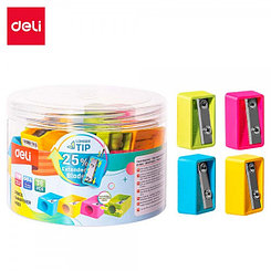 Точилка пластиковая Deli H563, 1отв, ассорти