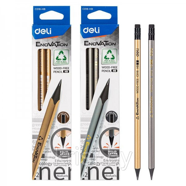 Карандаш чернографитный Deli EC018-HB, 190мм, HB, пластик, заточен