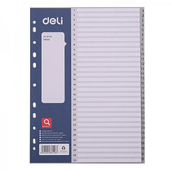 Разделители листов Deli, А4, цифровые 1-31, серые, 31л