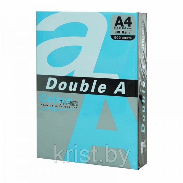 Бумага цветная Double A, А4, 80г/м2, 500л, интенсив, синяя