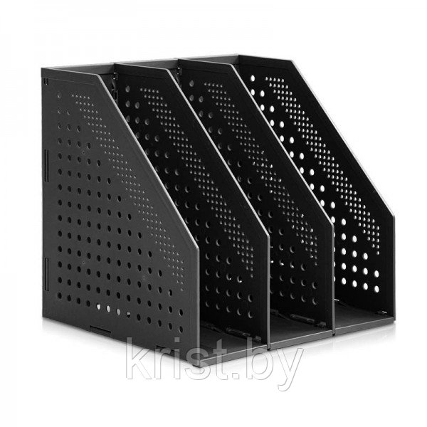 Лоток вертикальный Deli Dark Grey, 3отд, 243мм, графит