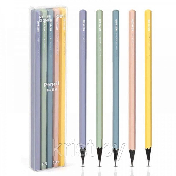 Карандаш чернографитный Deli NS724-HB, 176мм, HB, дерево, не заточен