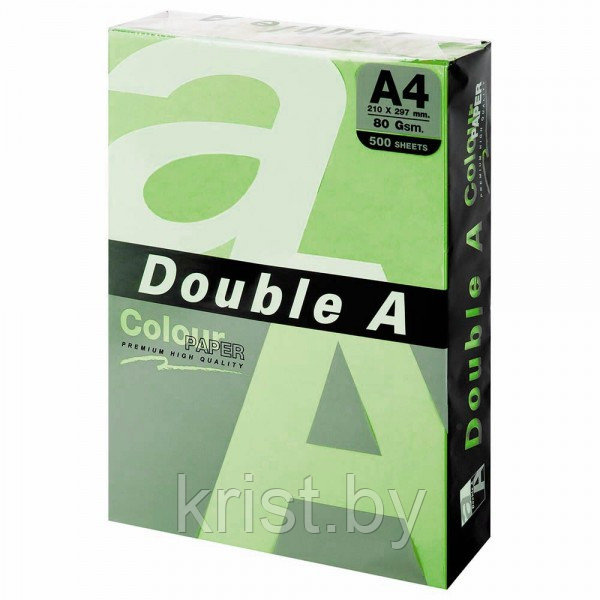 Бумага цветная Double A, А4, 80г/м2, 500л, пастель, зелёная