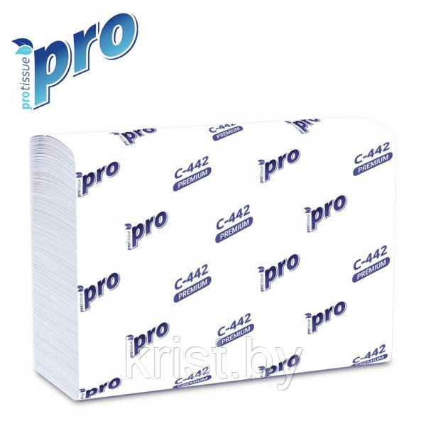 Полотенца бумажные PROtissue Premium, 2 слоя, 24*21,5см, 32г/м2, 200л