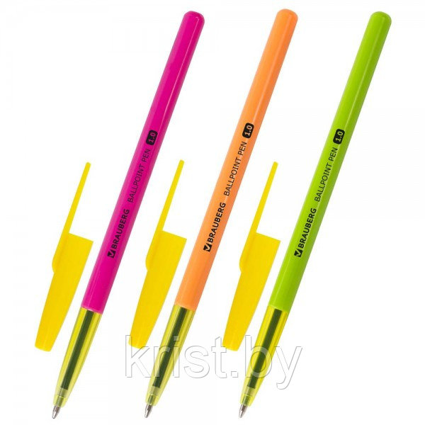 Ручка шариковая Brauberg "Color", линия 0,5мм, синяя, ассорти