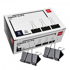 Зажимы для бумаг Deli, 51мм, 12шт/уп, чёрные