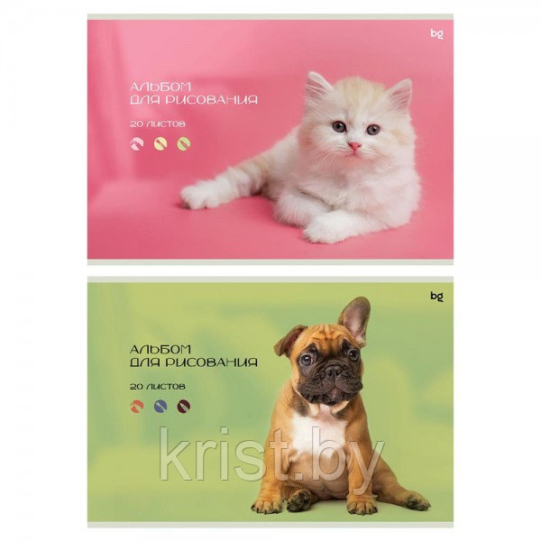 Альбом для рисования BG "Собачка и котик", А4, 20л