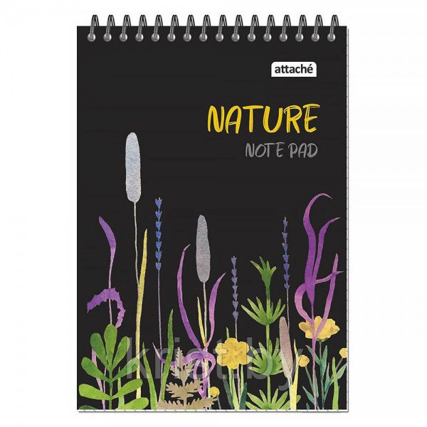 Блокнот Attache Nature Black flowers, А5, 60л, клетка