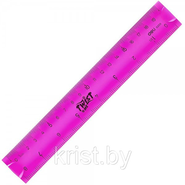 Линейка пластиковая Deli Twist me, 20см, розовый неон