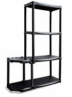 Подставка для хозяйственного инветаря ArtPlast BROOM HOLDER + стеллаж 4 полки, черный