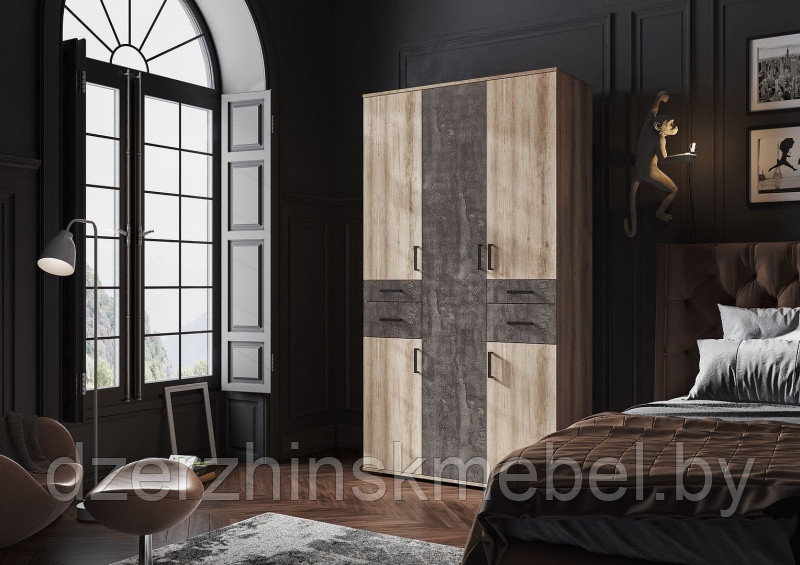 Шкаф распашной Нельсон-2 Дуб каньон/Железный камень