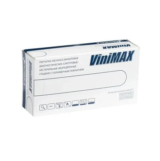 Перчатки универсальные ViniMax виниловые неопудренные гладкие ( р-р L), 100 шт/уп, цвет белый, Китай