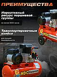 Компрессор HDC HD-A051 (396 л/мин, 10 атм, ременной, масляный, ресив. 50 л, 220 В, 2.20 кВт) (HD-A051), фото 8