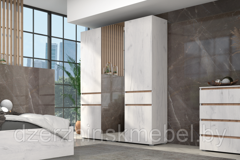 Шкаф 3-створчатый Лиана Дуб крафт белый/Дуб крафт золотой