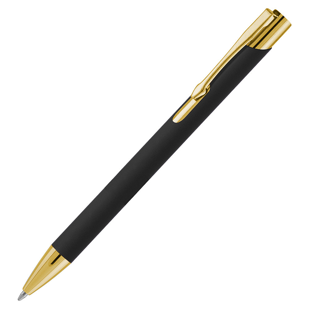 Ручка Legend Soft Touch Mirror Gold с логотипом, черная/золотистая