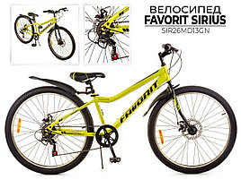 Двухколесный велосипед FAVORIT SIRIUS-26MDS, колеса 26", дисковые тормоза,SIR26MD13GN