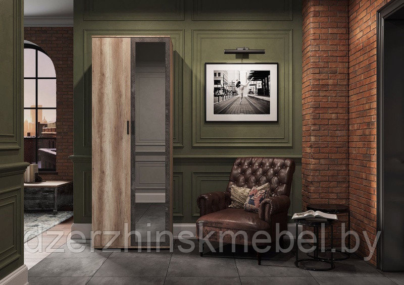 Шкаф 2-створчатый Нельсон-4 дуб каньон/железный камень