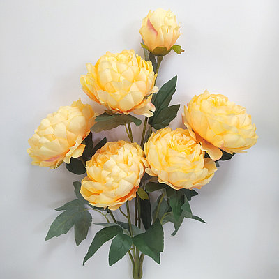Ветка пионов 6 голов 70 см, кремовый