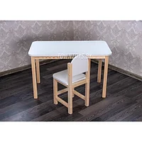 Детский стол и стул 34 см арт. SLN-9050-34. Стол 50х90х55 см. Стул 34 см. Цвет белый с натуральным.