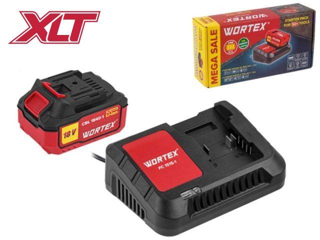 Набор аккумулятор АКБ 4 А*ч и Зарядное устройство ЗУ 1х2 А WORTEX ALL1 XLT LXT в кор. SET (18.0 В, 4.0 А*ч,