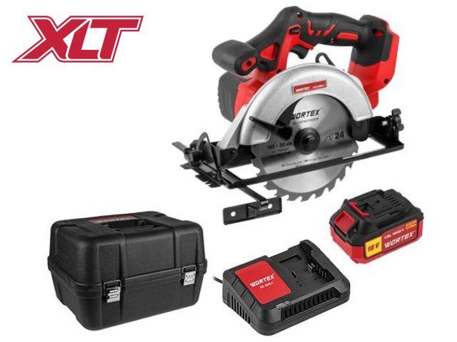 Аккумуляторная АКБ циркулярная пила WORTEX CCS 1816-1 в кейсе ALL1 XLT LXT SET 18 В, 165 мм, до 55 мм, 4 А*ч