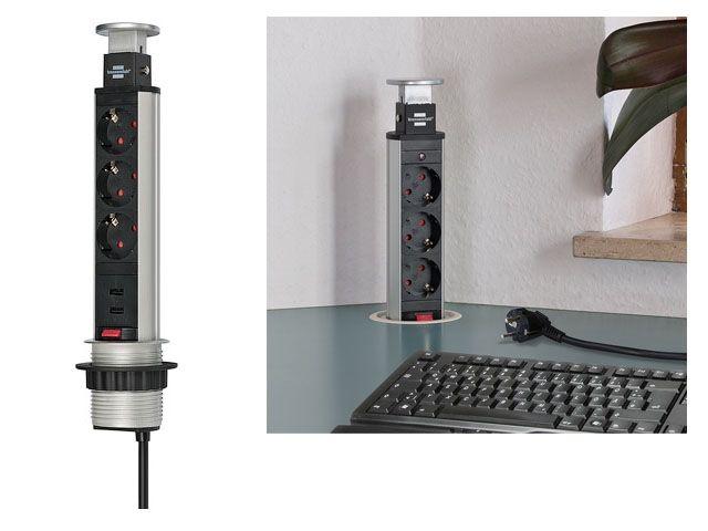 Удлинитель-башня 2м Tower-Power (3 роз, 2 USB, H05VV-F 3G1.5) Brennenstuhl