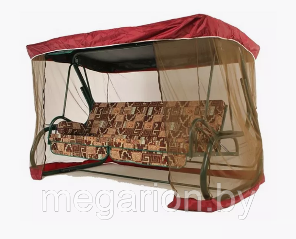 Тент с москитной сеткой для садовых качелей Саванна бордовый