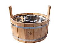 Шайка двуручная 12л с нержавеющей вставкой (покрытие льняным маслом)