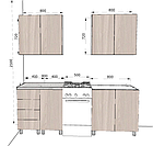 Модульная кухня Макс ЛДСП 2,1 м (цвет: ясень шимо светлый, компоновка 2), фото 4