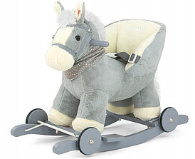 Лошадка качалка для детей с колесиками Milly Mally со звуком | Серый