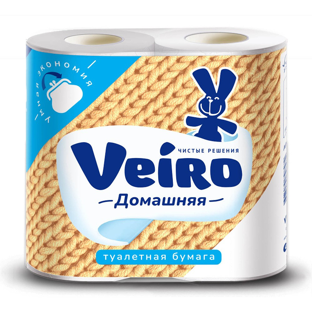 Бумага туалетная "Veiro Домашняя", 2 слоя, 4 рулона