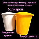 Контейнер (бак) 65 литров (ЖЁЛТЫЙ класс Б) с крышкой для сбора, хранения и транспортировки отходов +20% НДС, фото 3